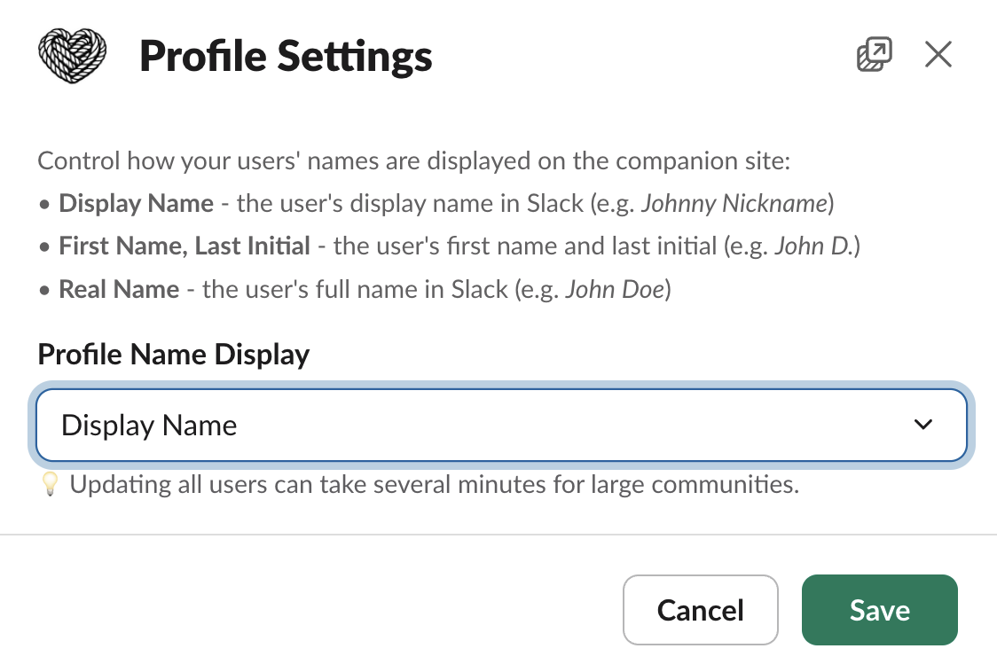 Tightknit Profile Settings