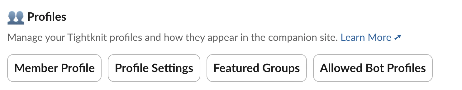 Profiles module in the App Home