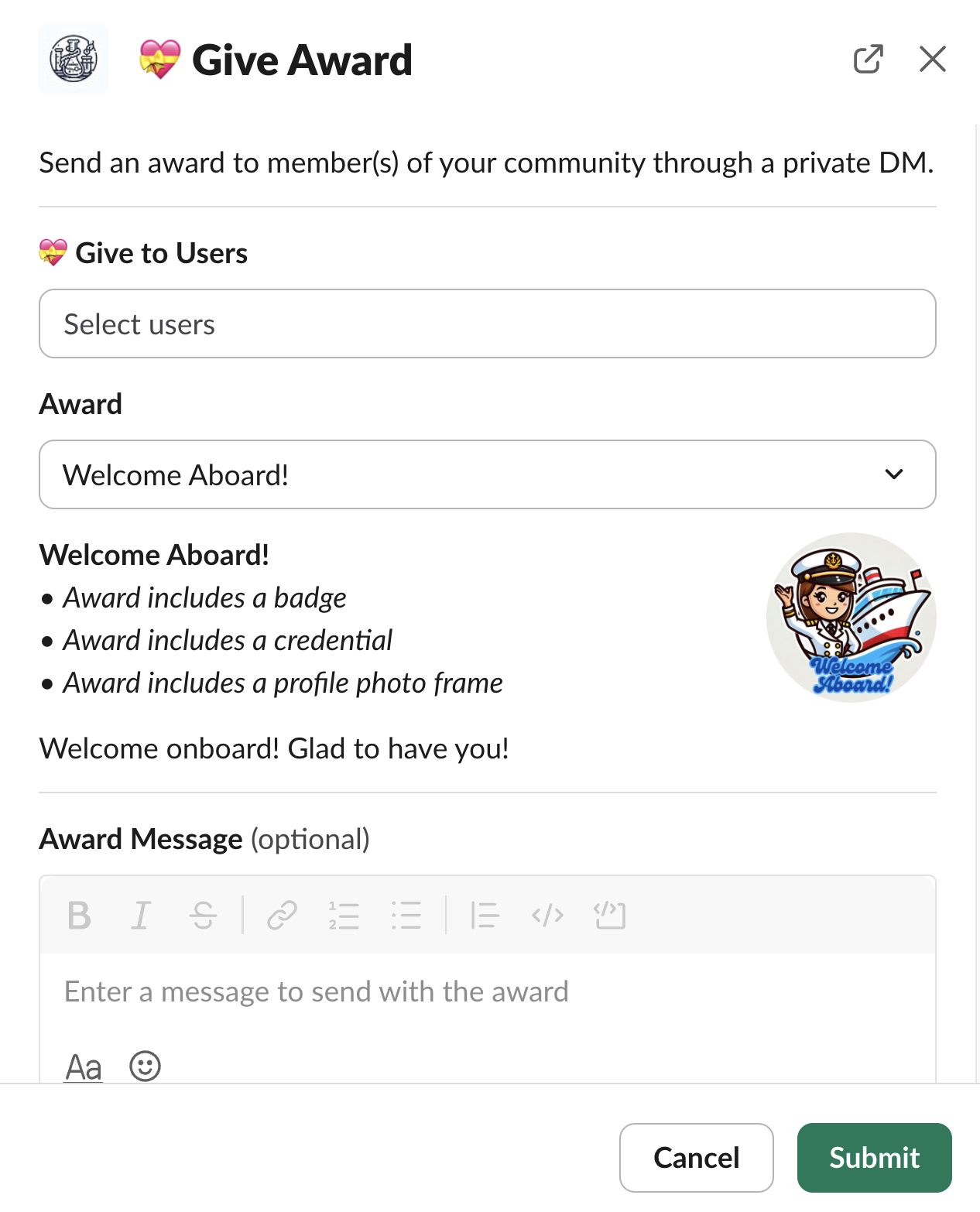 Give Award Modal