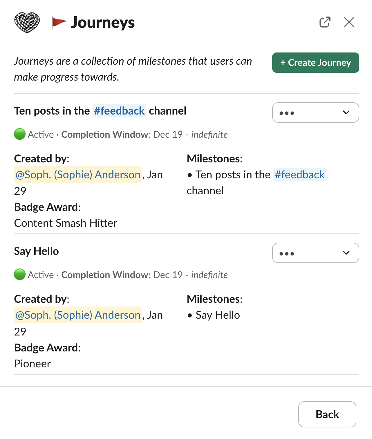 Journeys List Modal