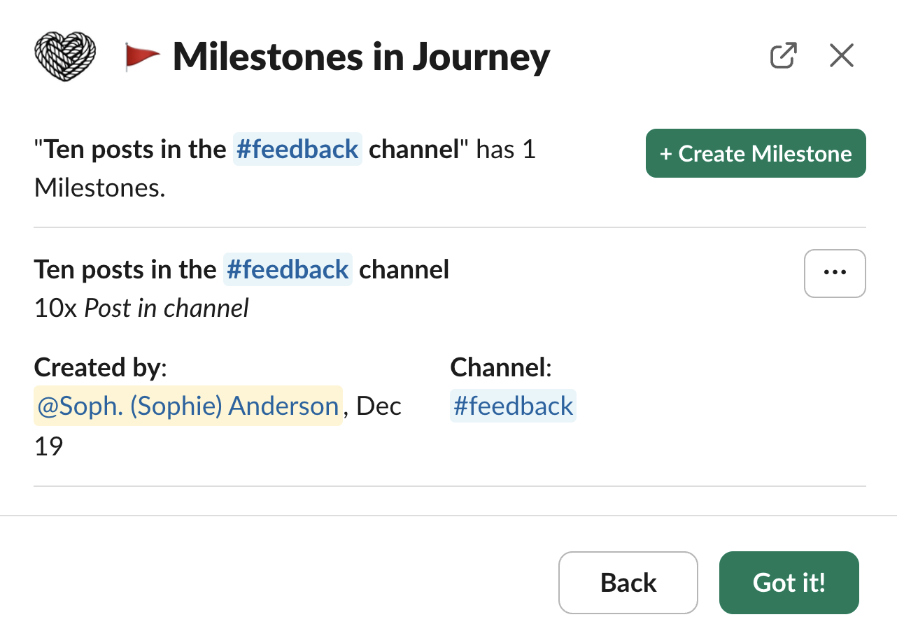 Milestone List Modal