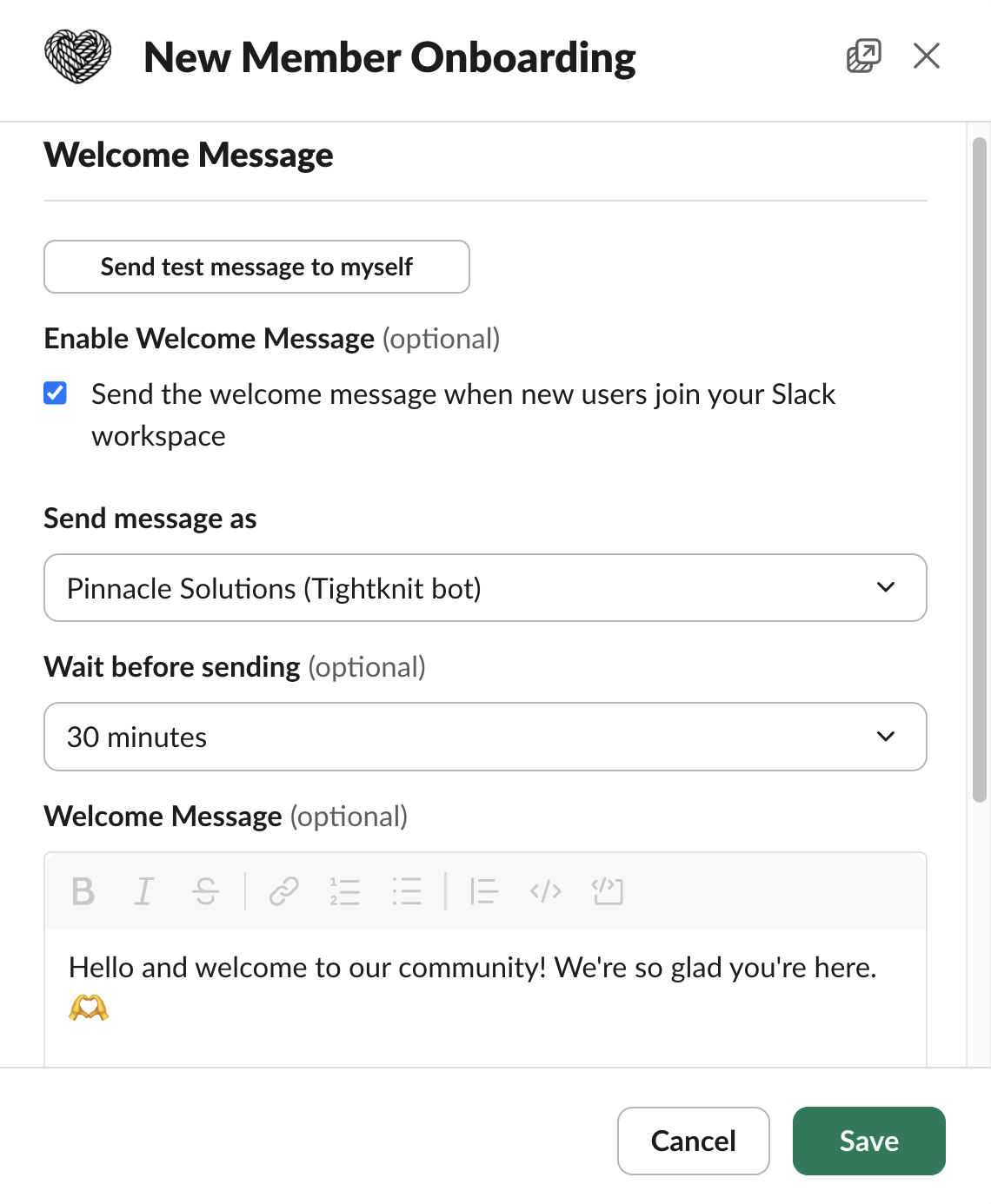 New Member Onboarding modal