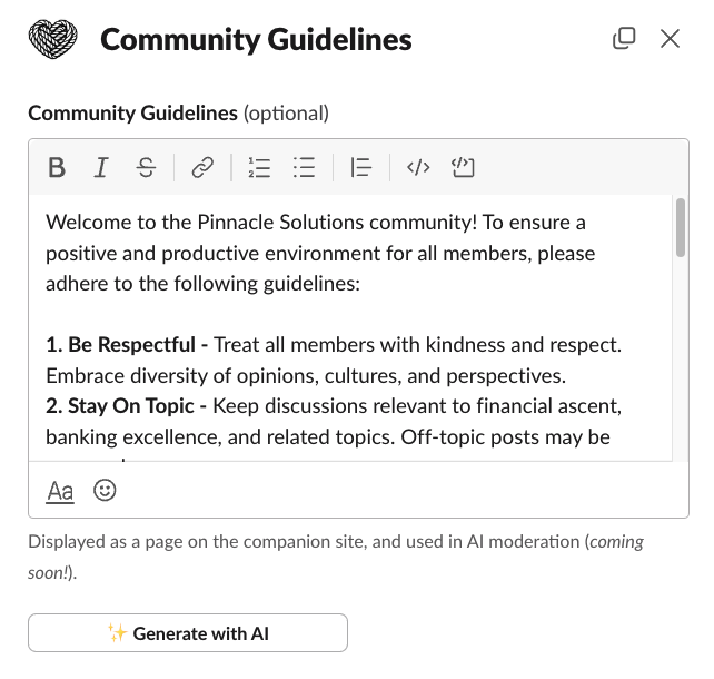Community Guidelines modal