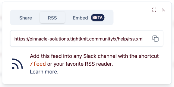 RSS modal