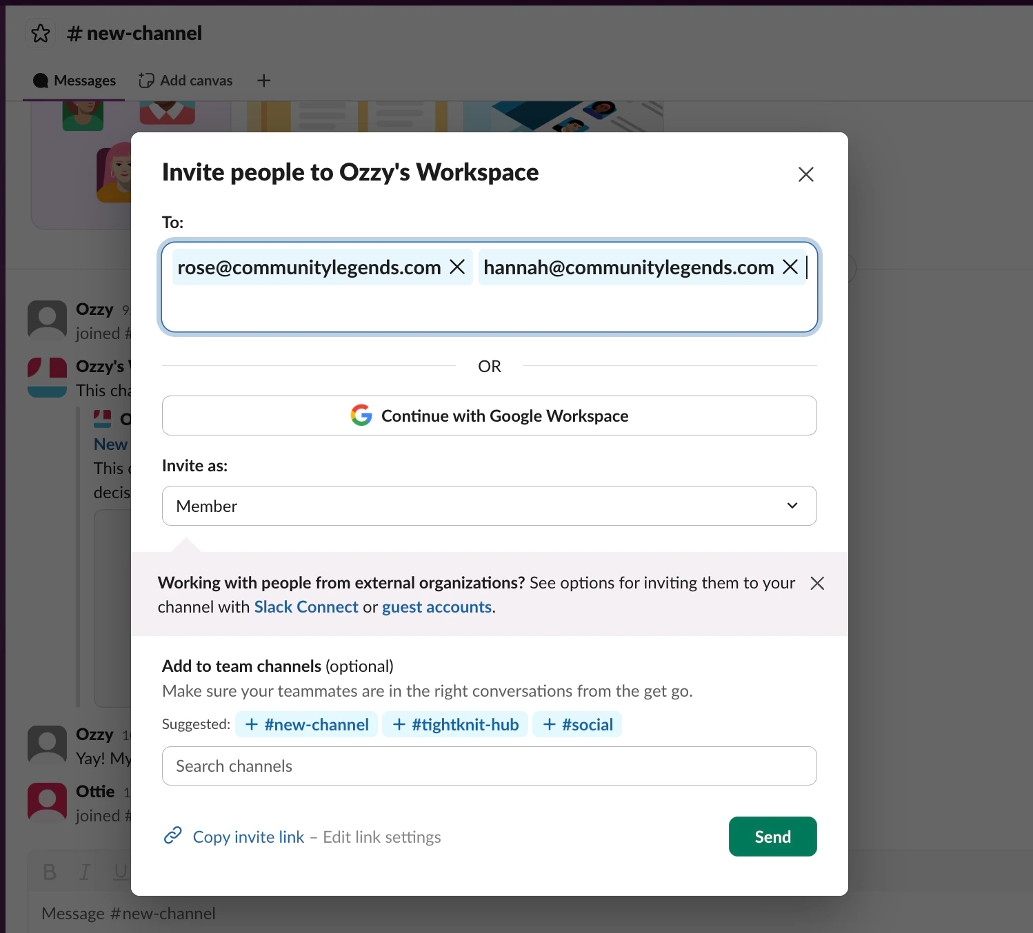 Invitation methods: email, link, or domain allowlist