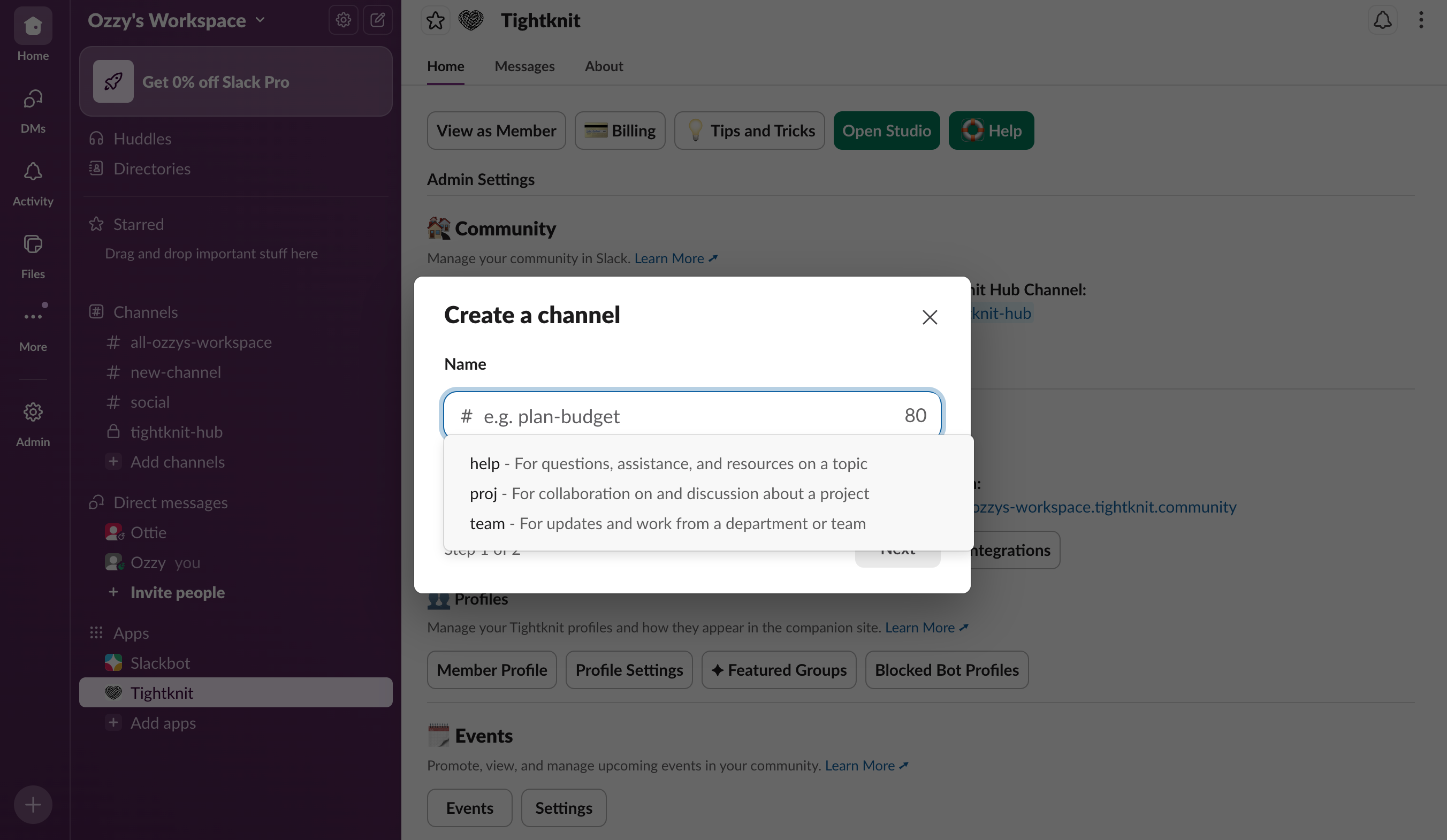 Create Channels and Feeds - Tightknit