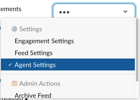 Agent Settings menu option