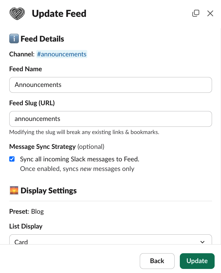 Edit Feed Modal