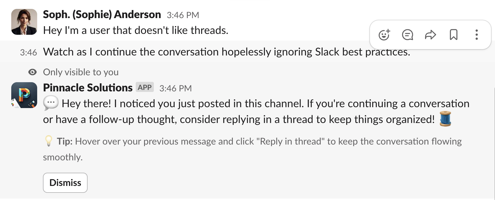 Example Thread Responder Reply