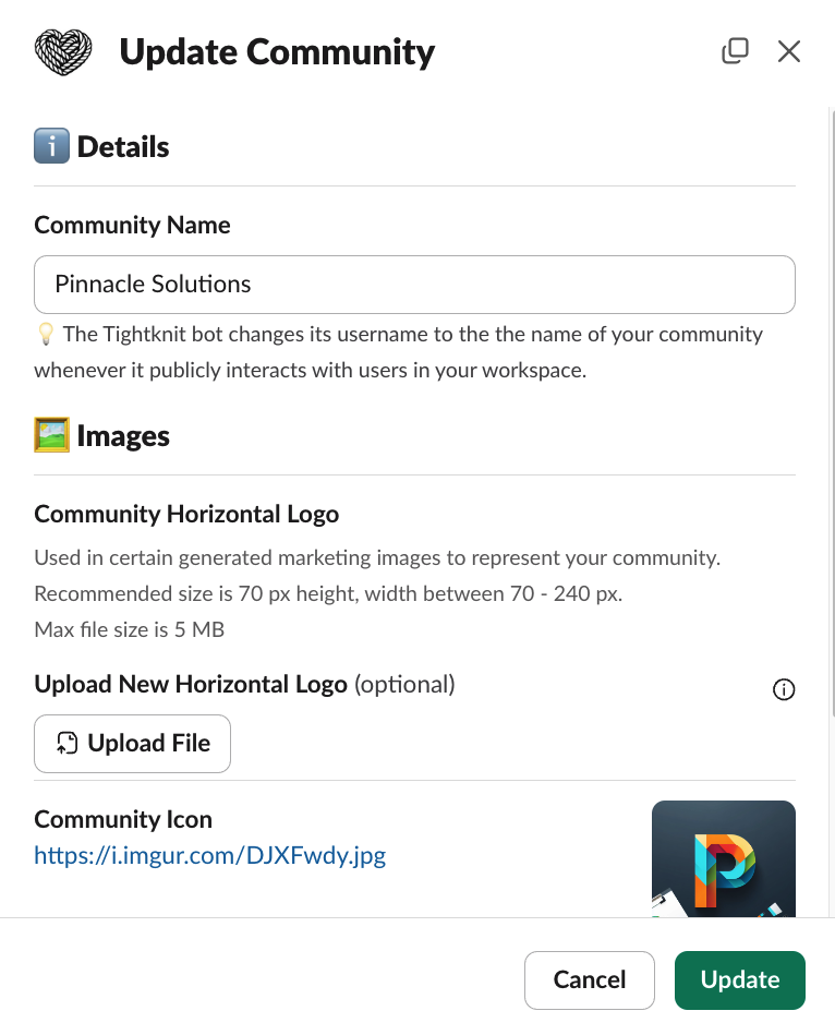 Community Settings Modal
