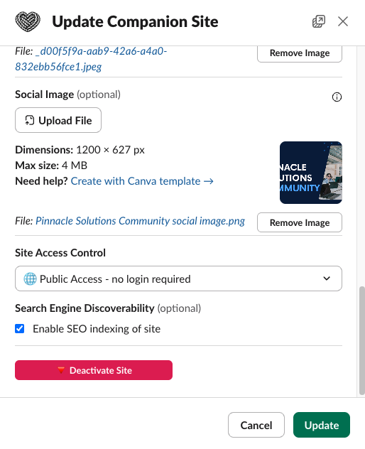 Site Access Control Modal