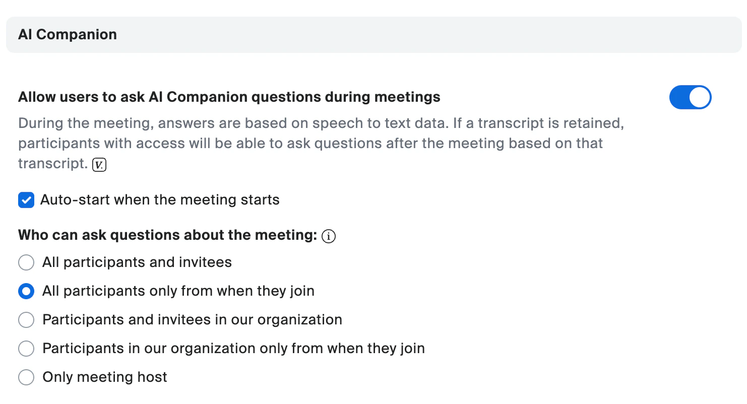 AI Companion settings