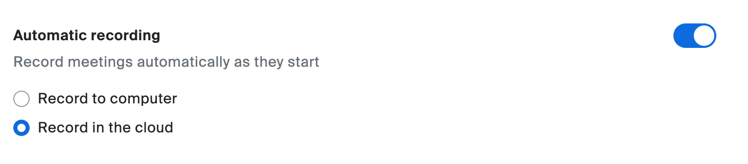 Auto recording set to cloud