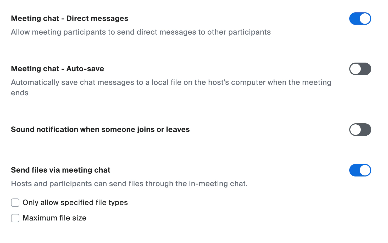 Chat DM and file settings