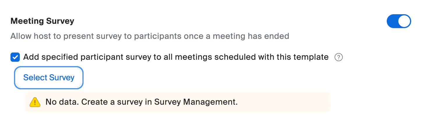 Meeting survey selection