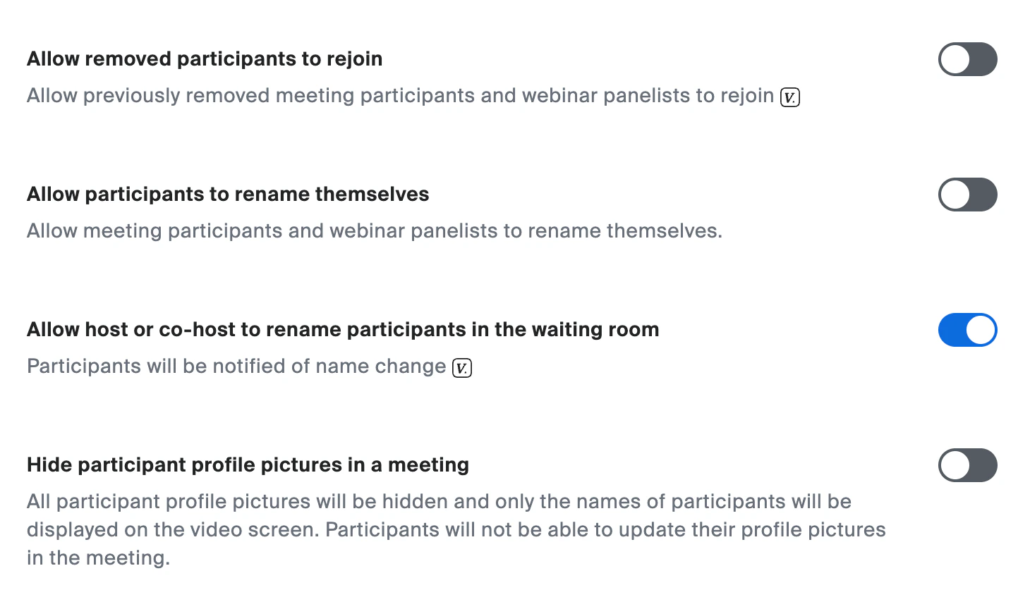 Participant management settings