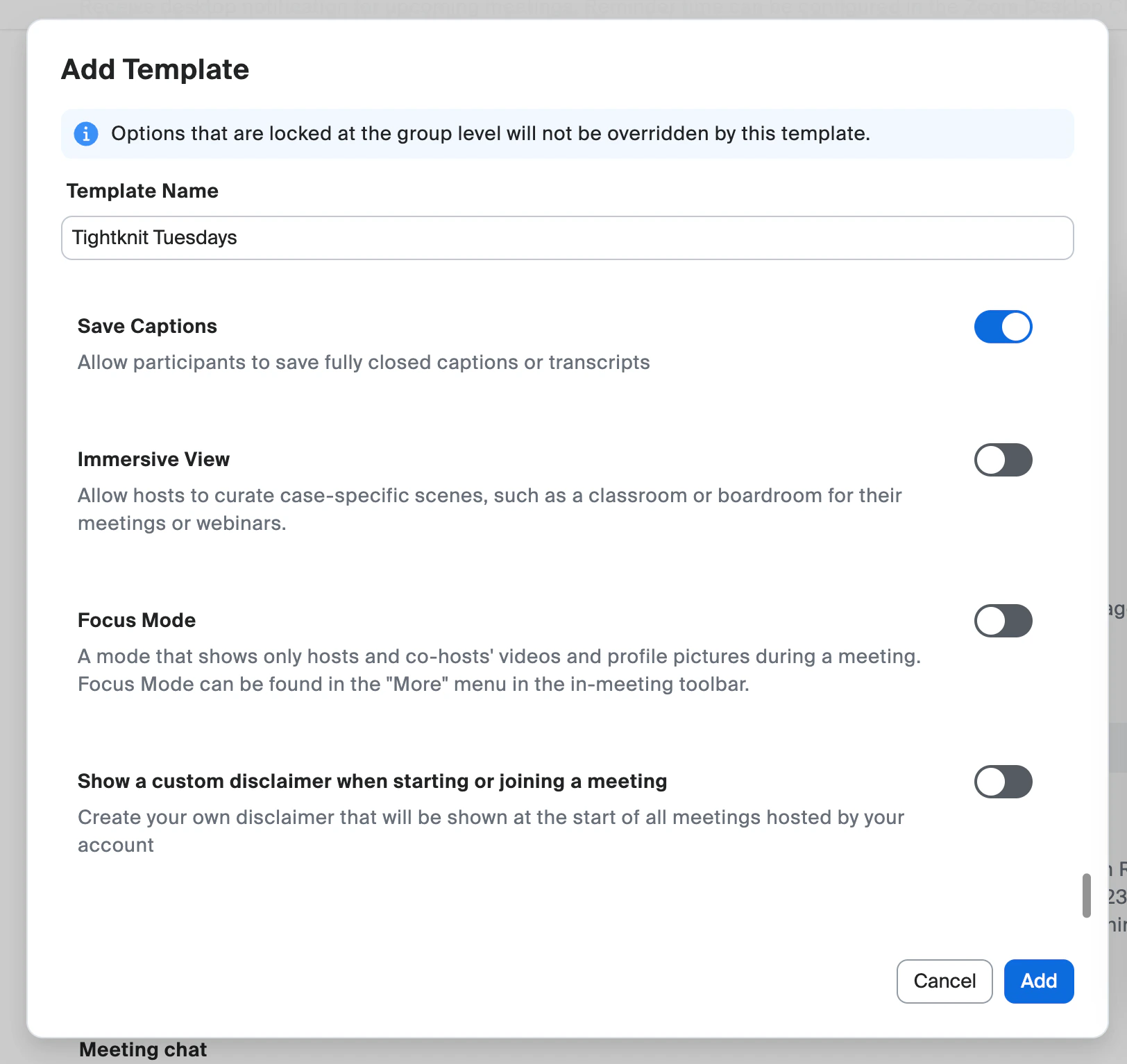 Template save button