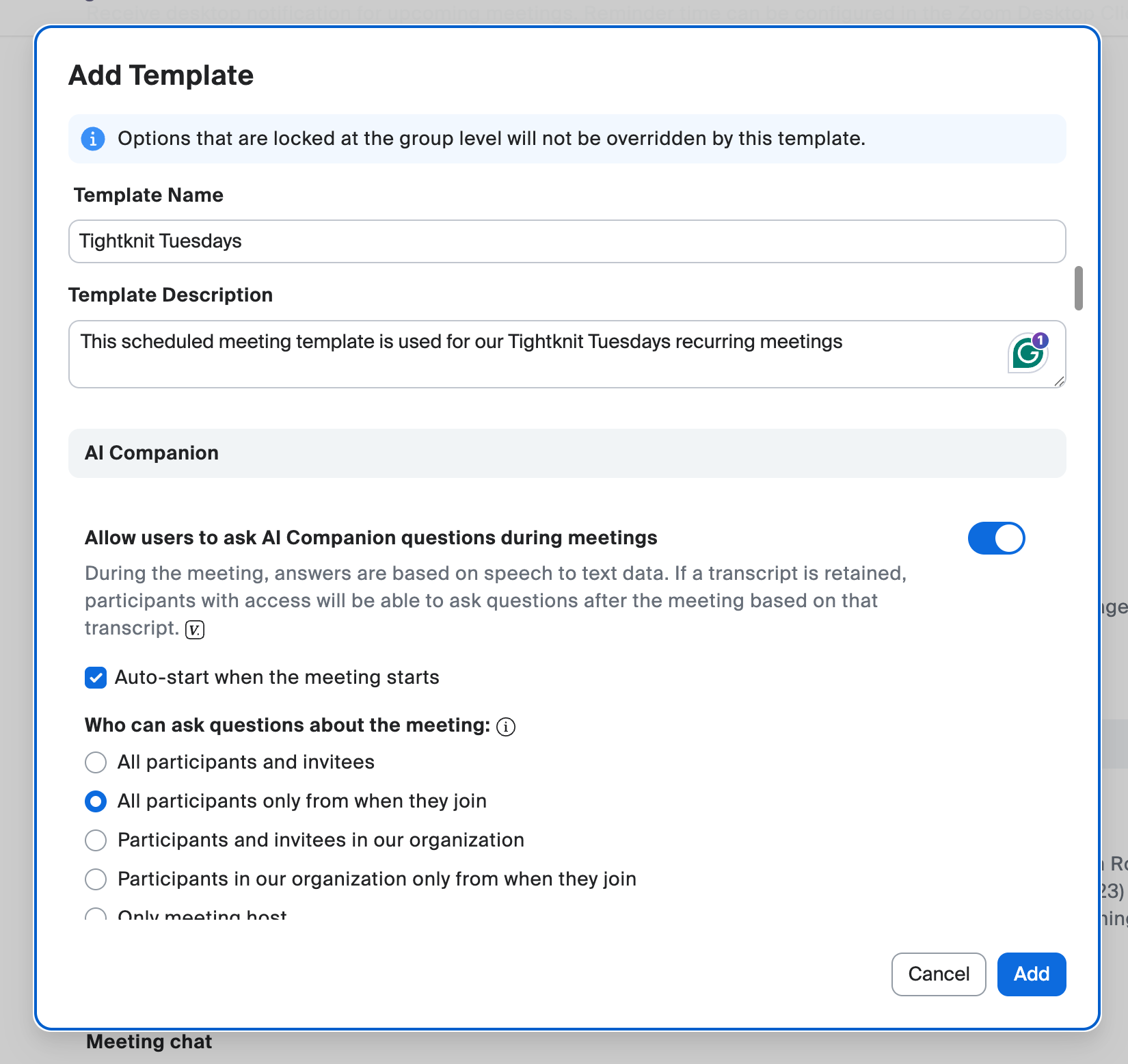 Zoom Meeting Templates - Tightknit