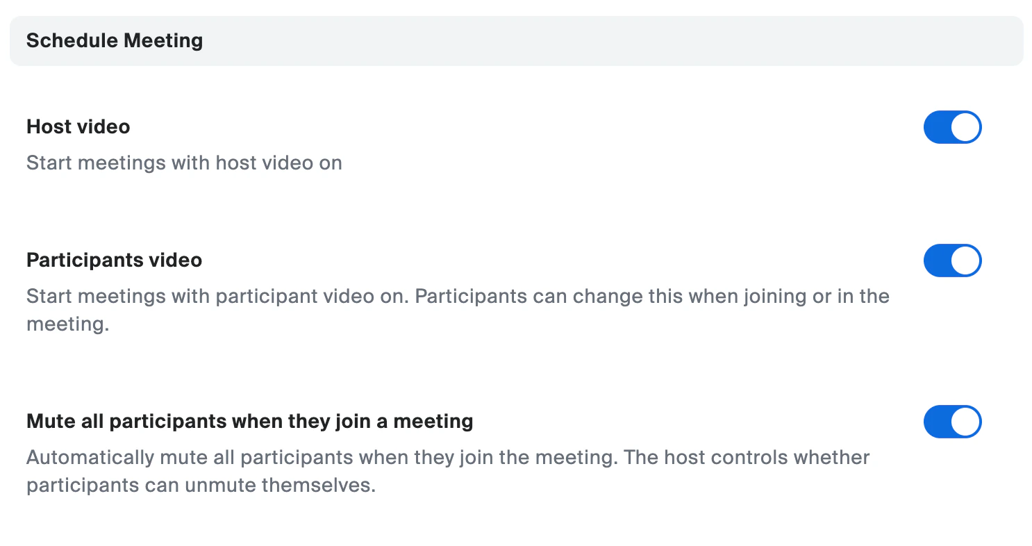 Video and audio settings