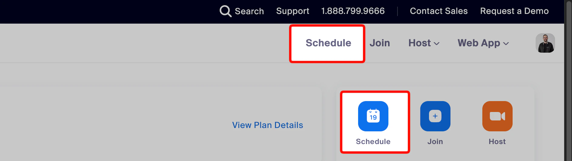 Zoom Schedule button