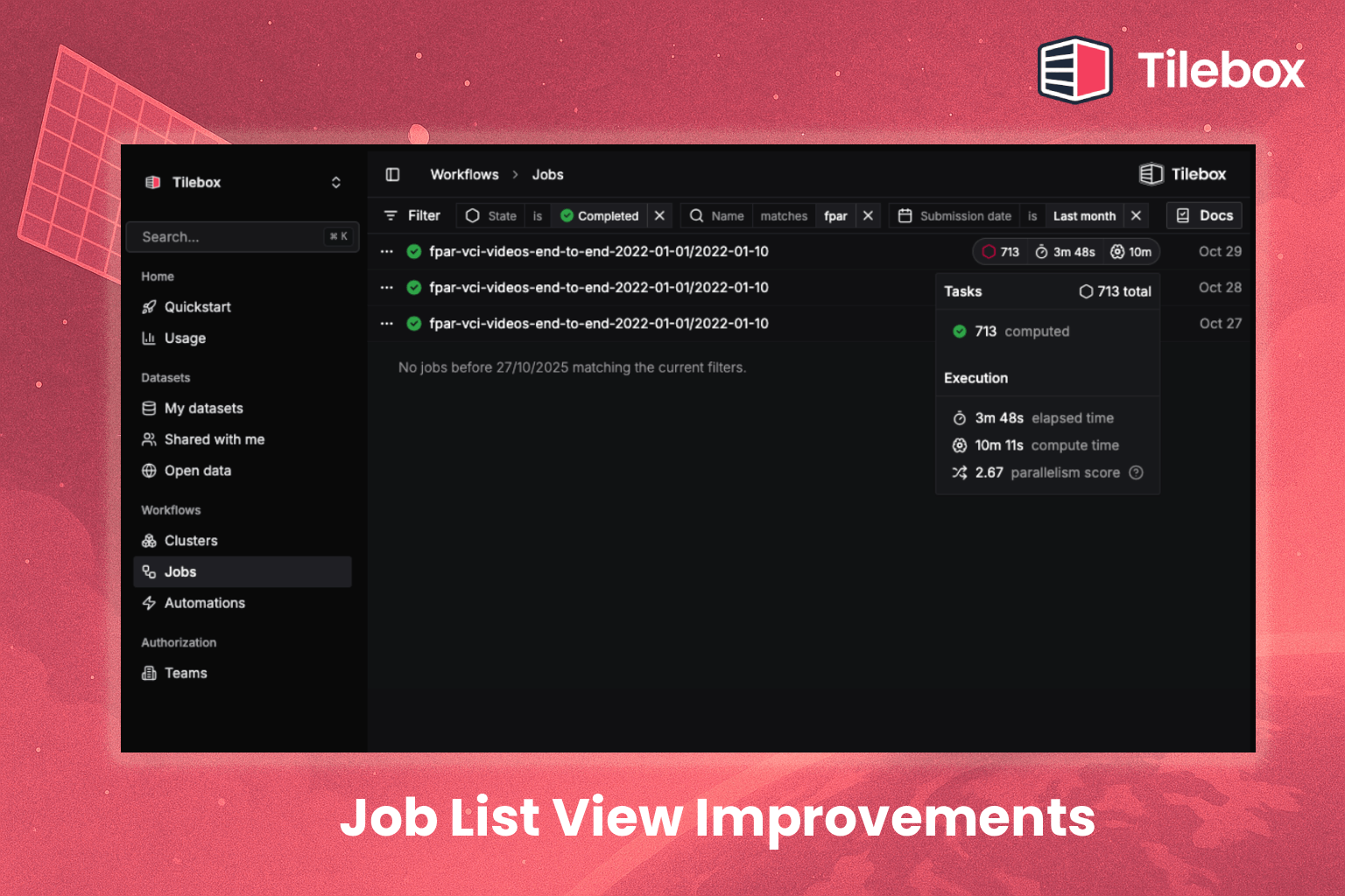 Job List View Improvements