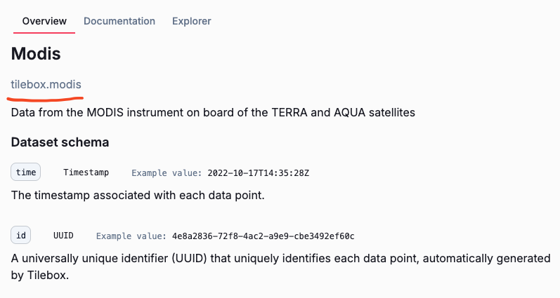 Dataset slug display in the console