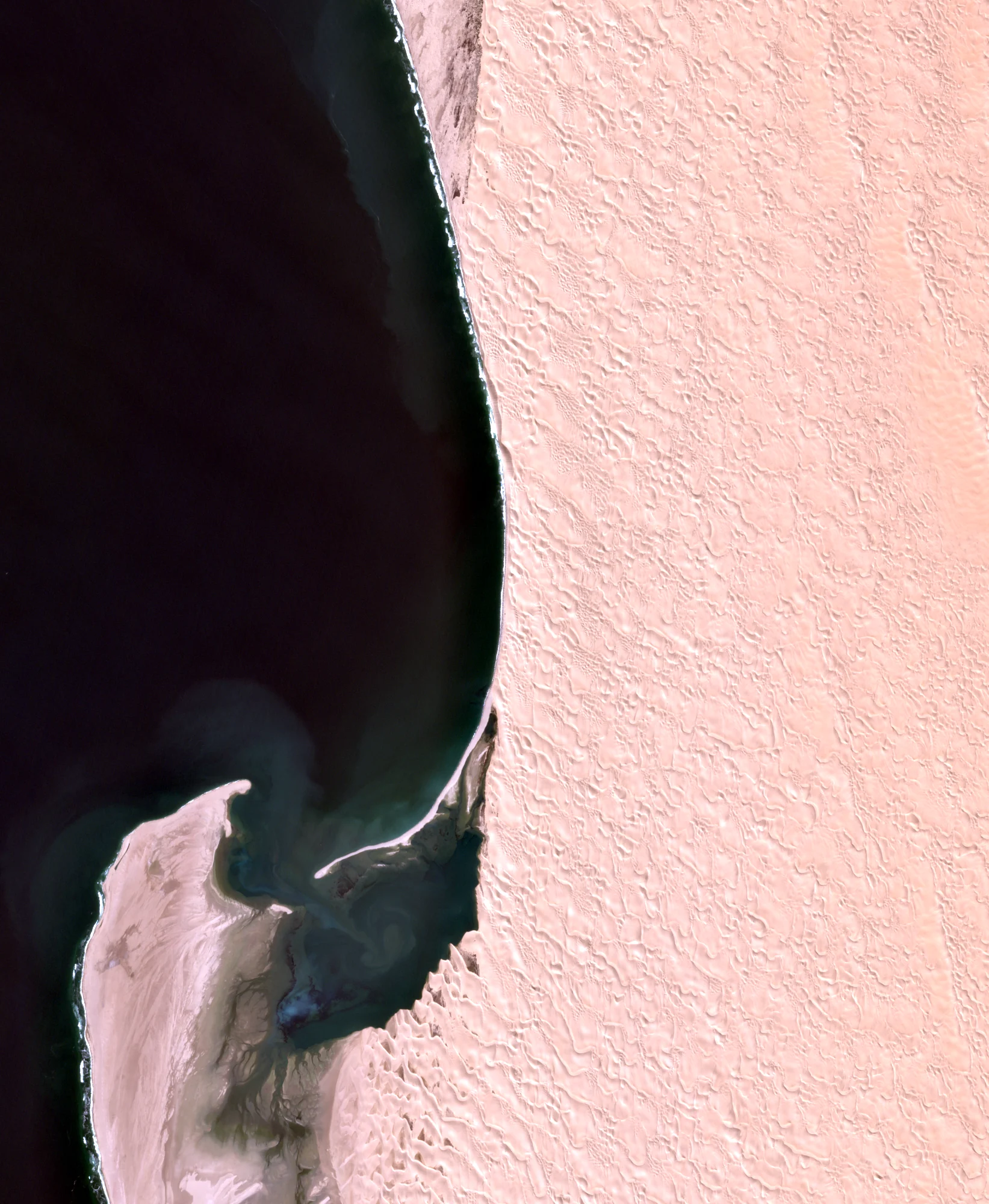 Cloud-free Sentinel-2 RGB image of Sandwich Harbour and the Namib dune coast