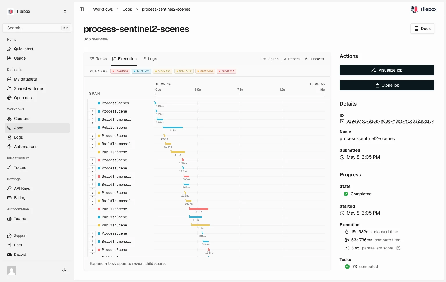 Job Execution Trace View