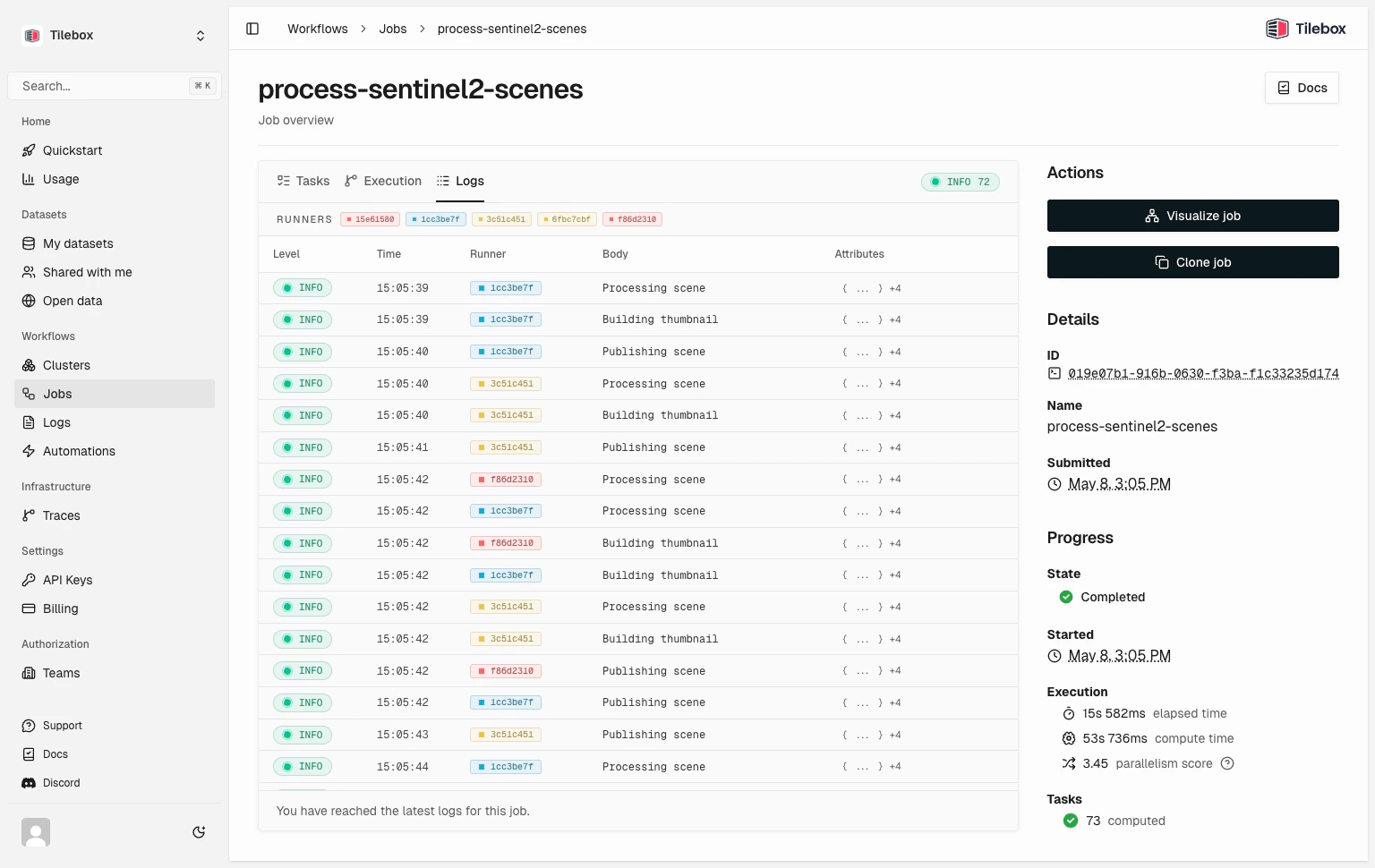 Job Logs View