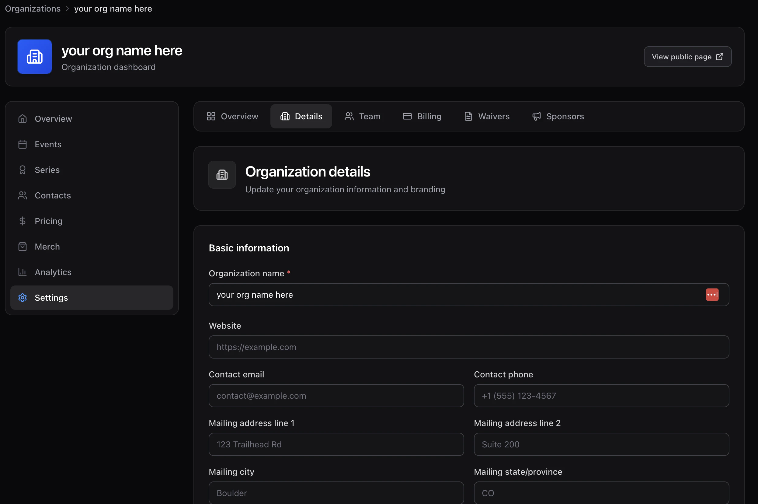 Details page