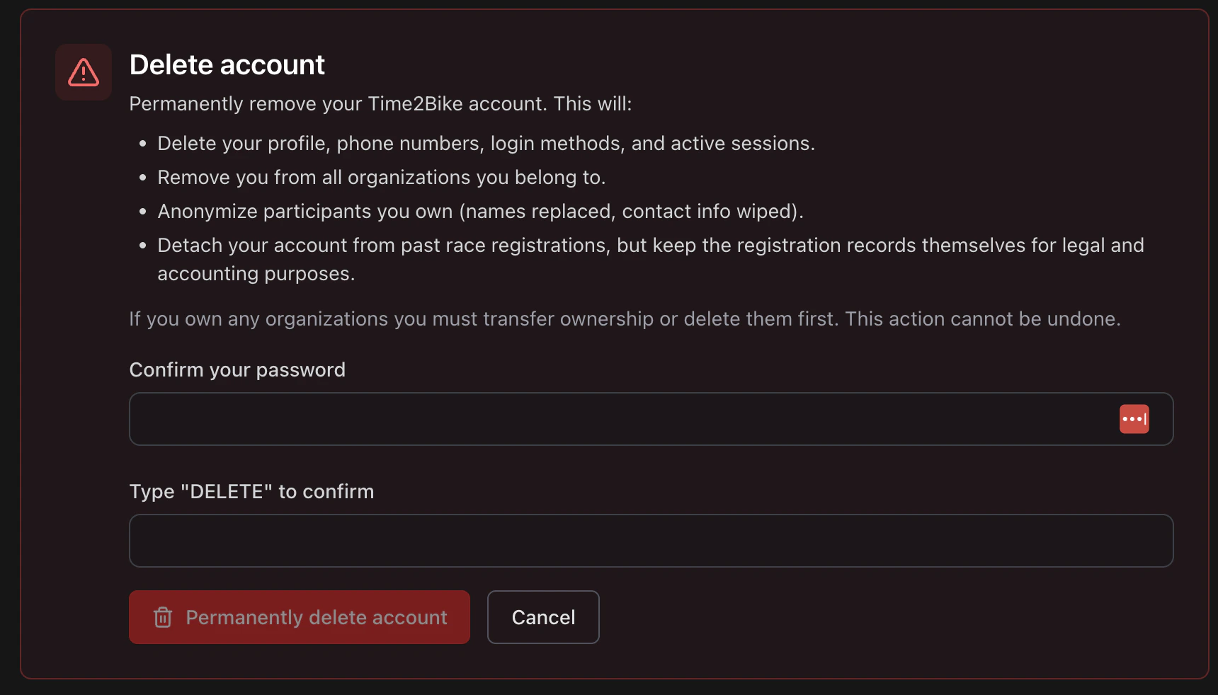 Delete confirmation