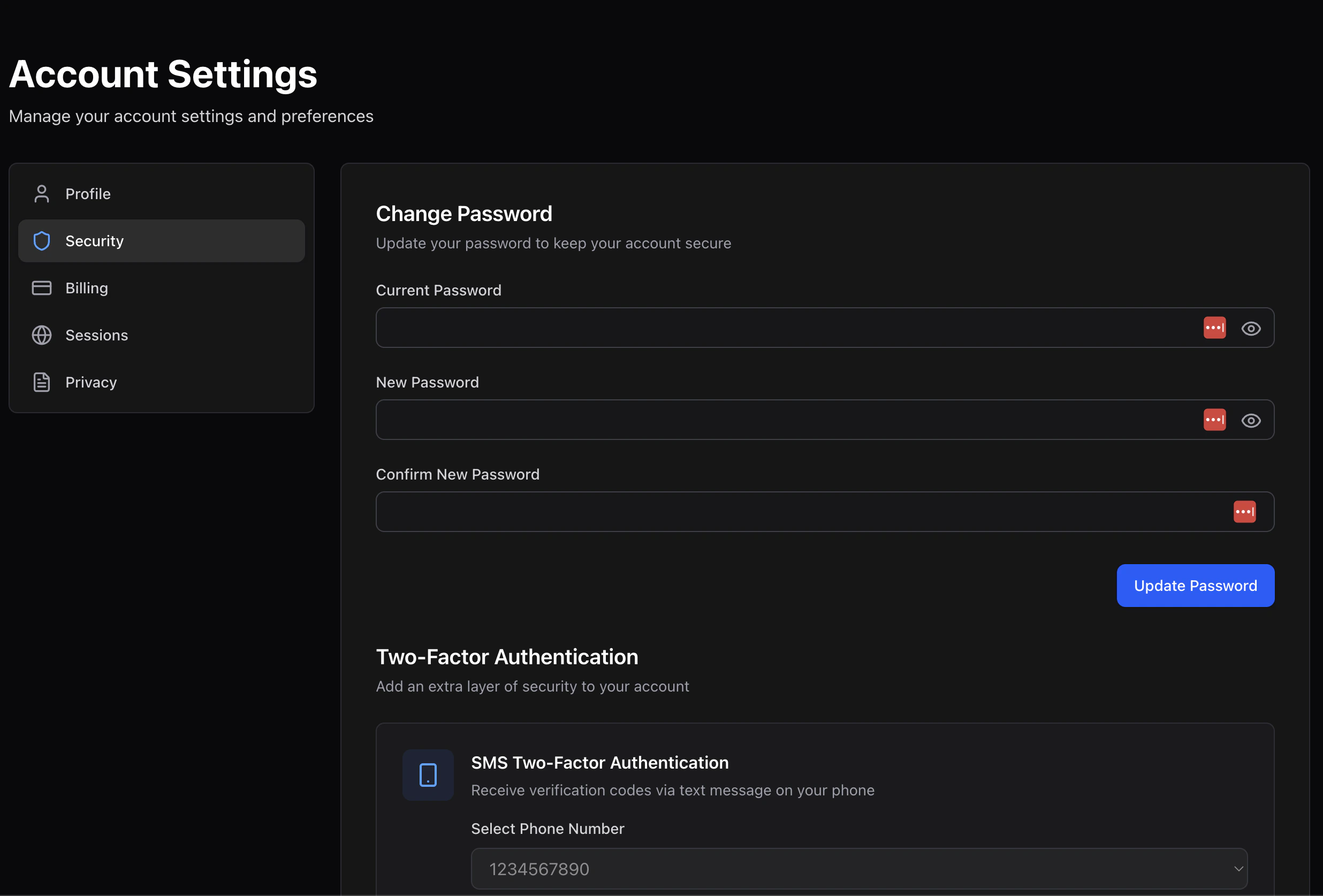 Security page