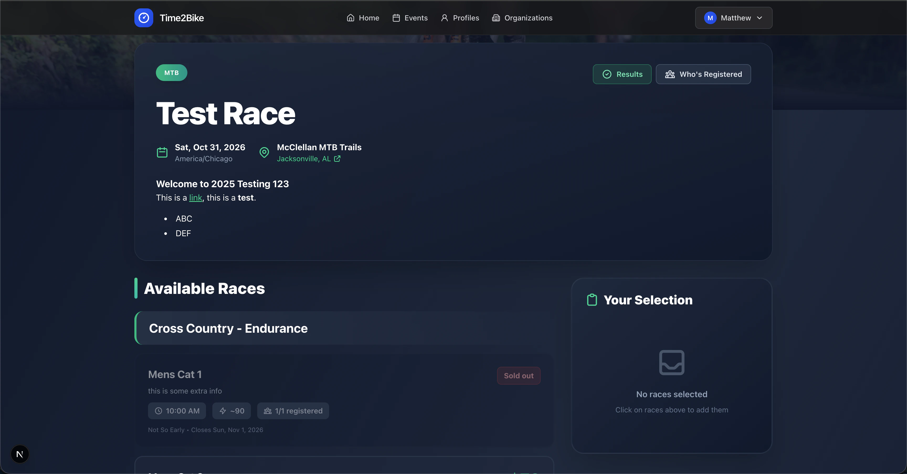 Event Page