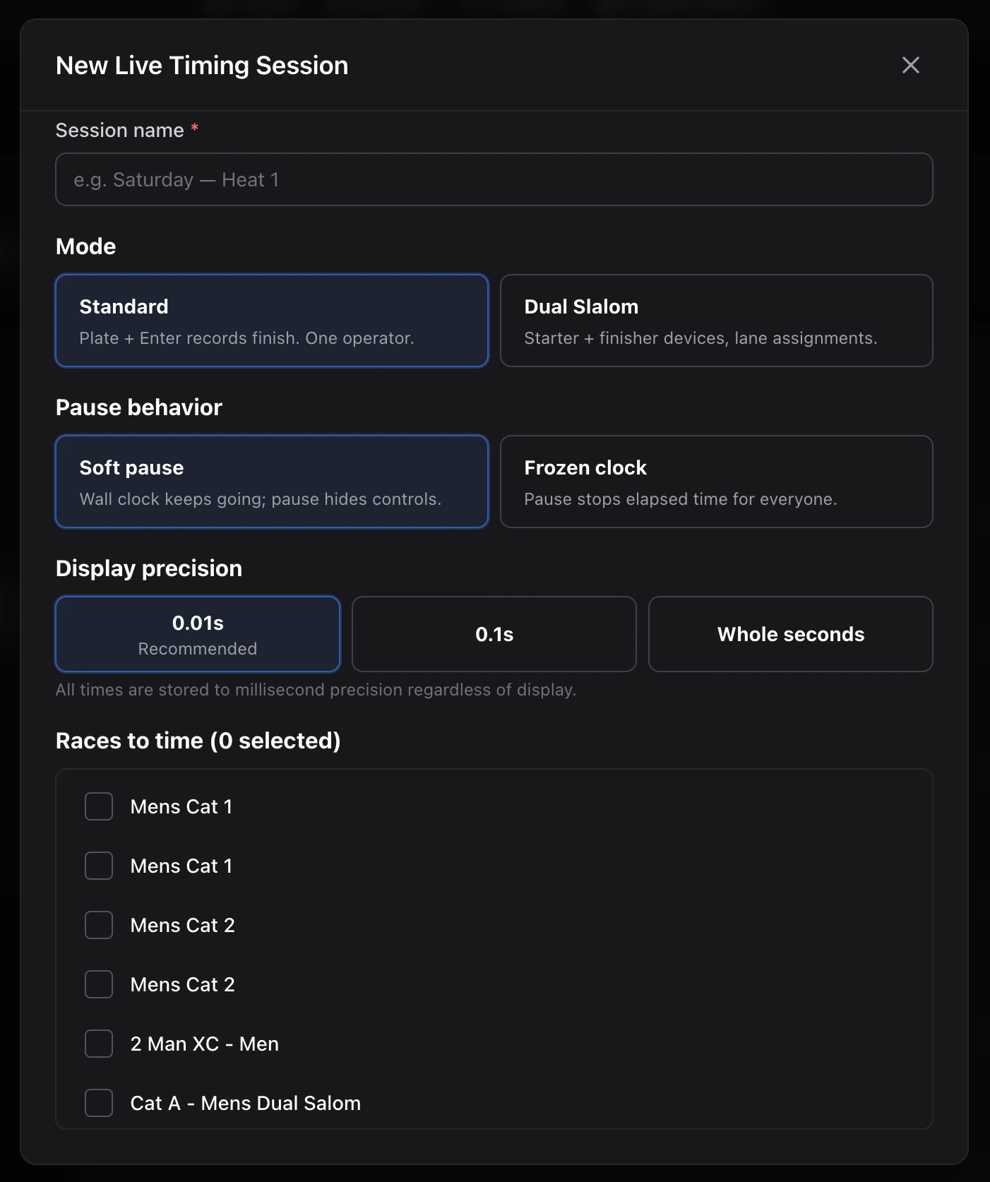 Create modal