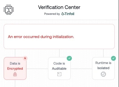 Verification Center showing HPKE key mismatch error