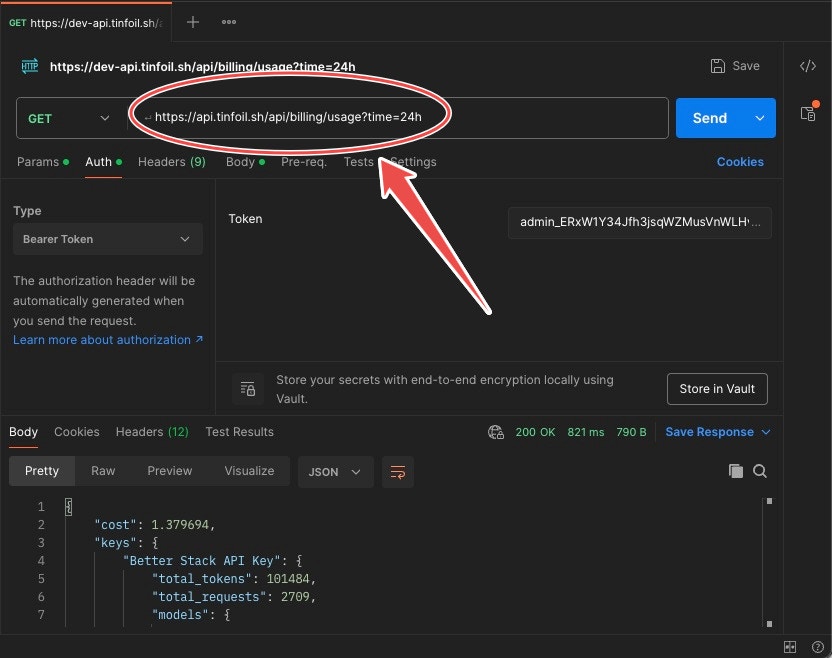 Postman URL setup