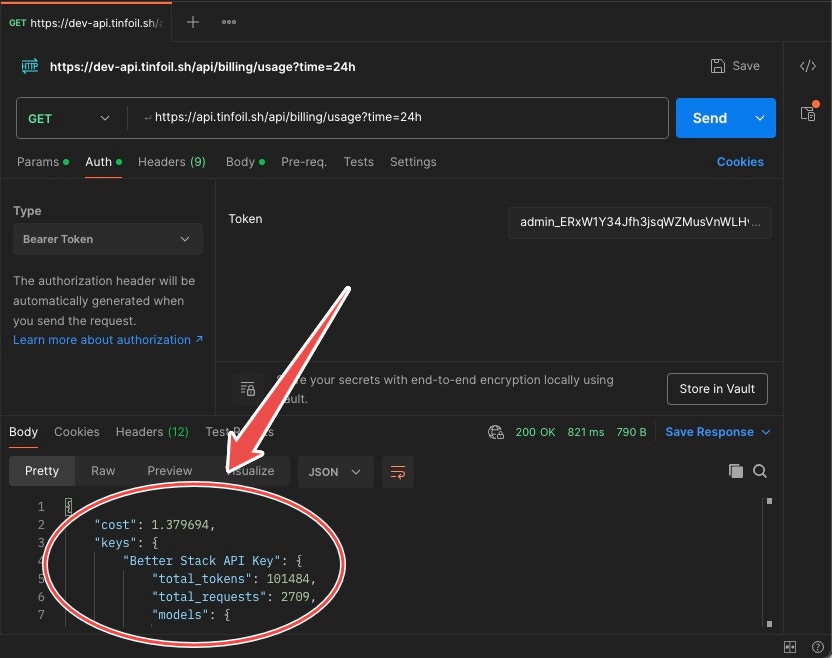 API response results