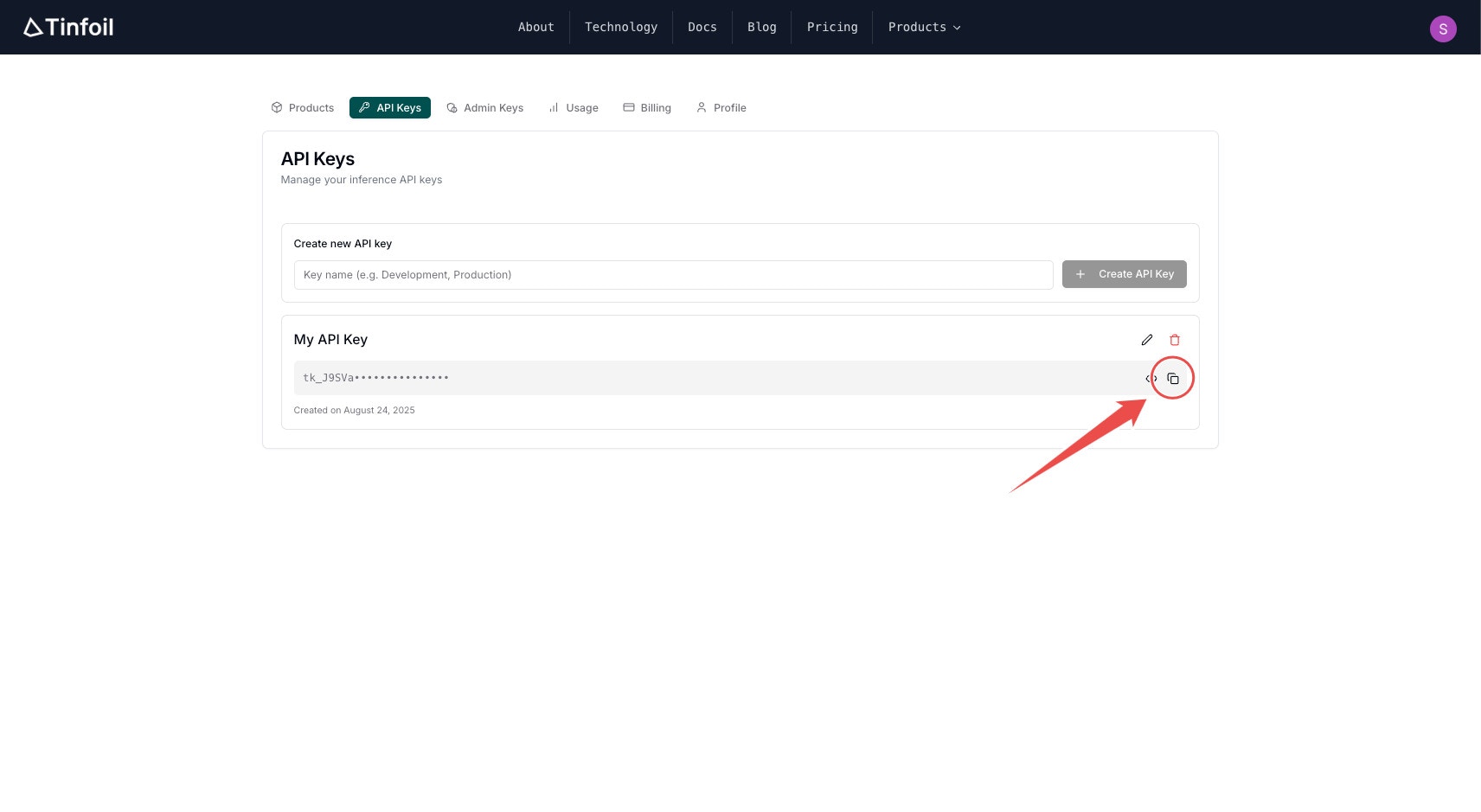 Copy your API key