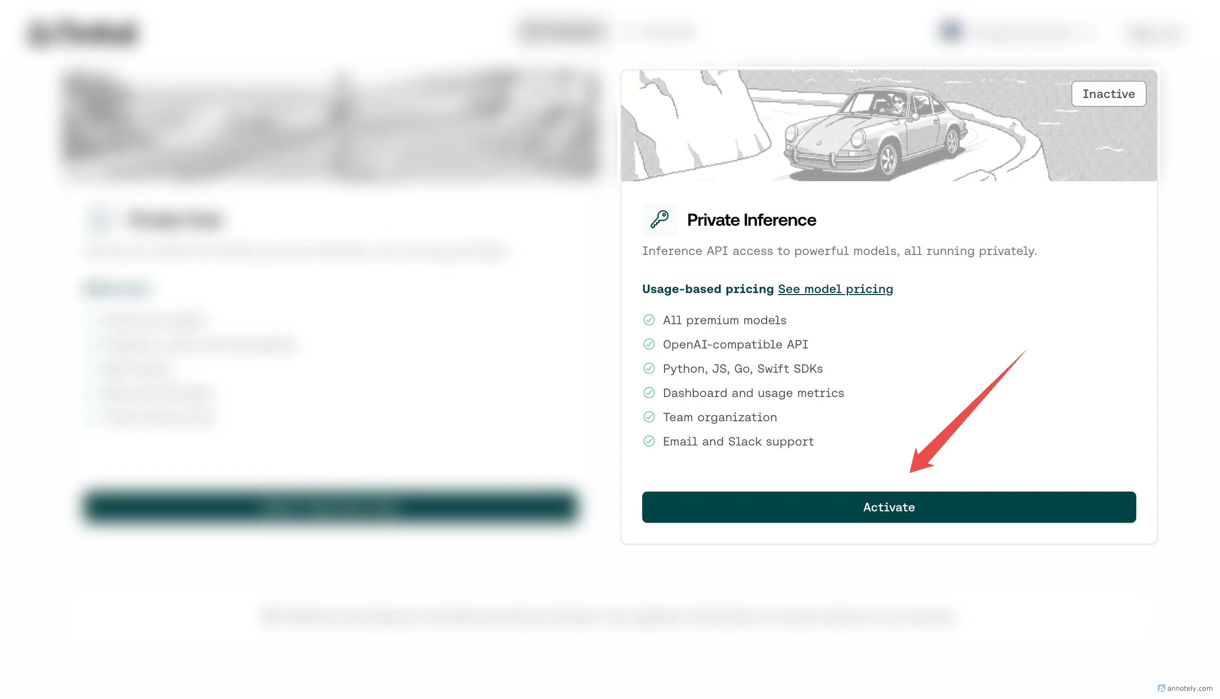 Access API dashboard