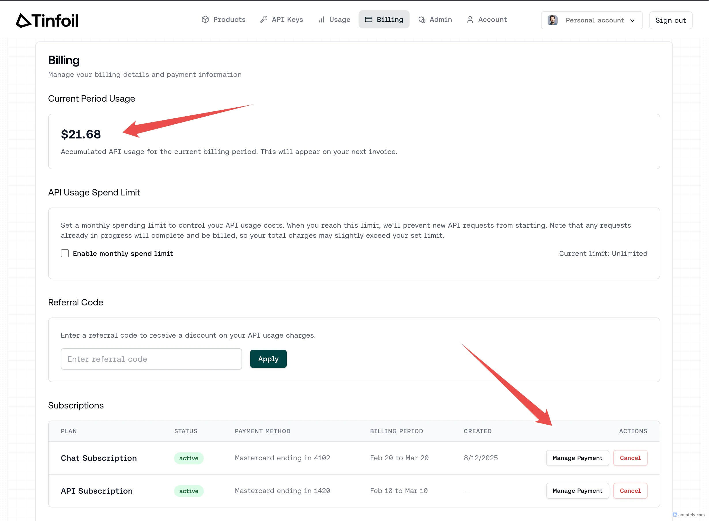 Billing and subscription management