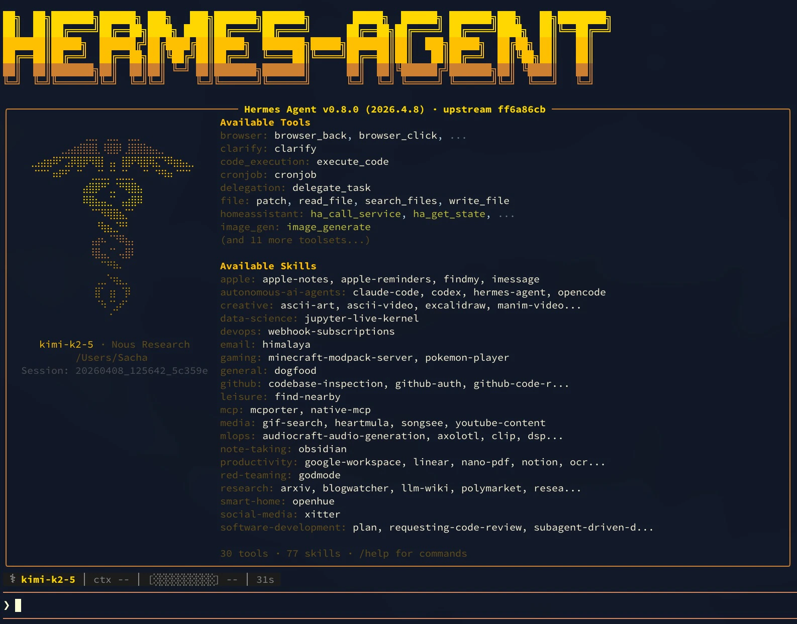 Hermes Agent configured with Tinfoil