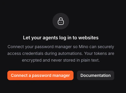 Vault settings page with Connect a password manager button