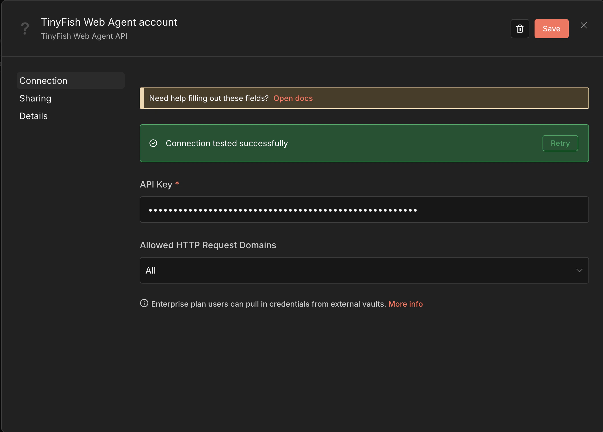 TinyFish Web Agent credentials in n8n