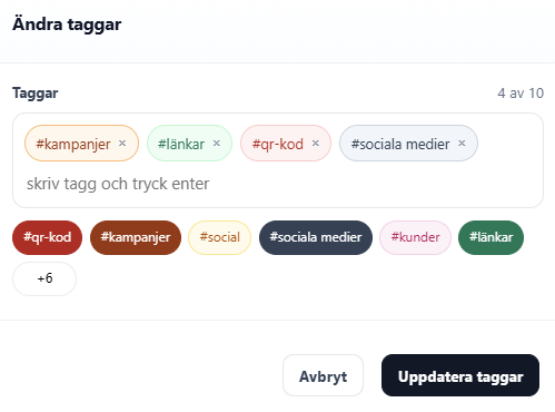 Lägg till eller ta bort taggar Lägg till eller ta bort taggar på en TinyURL