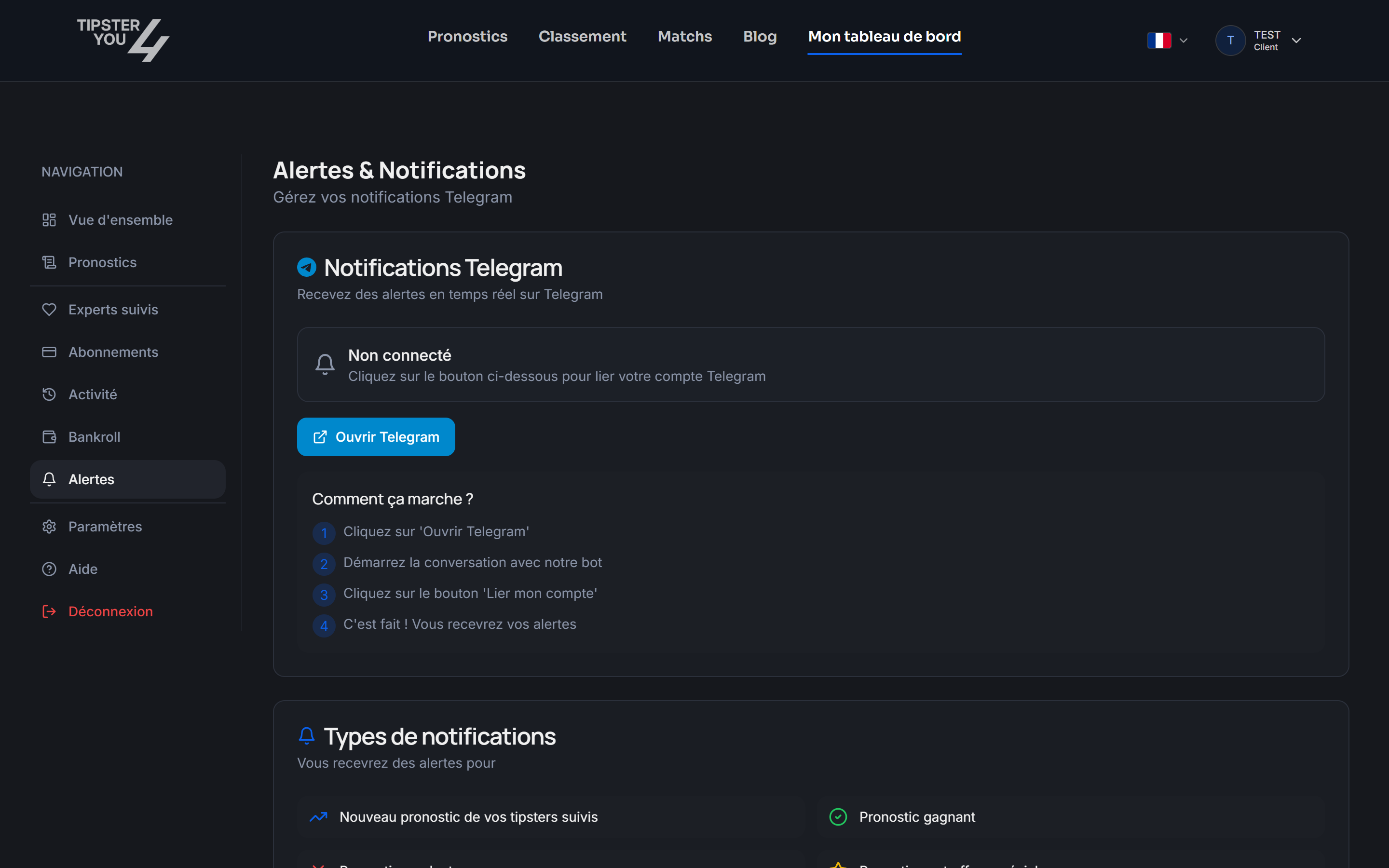 Onglet Alertes et notifications