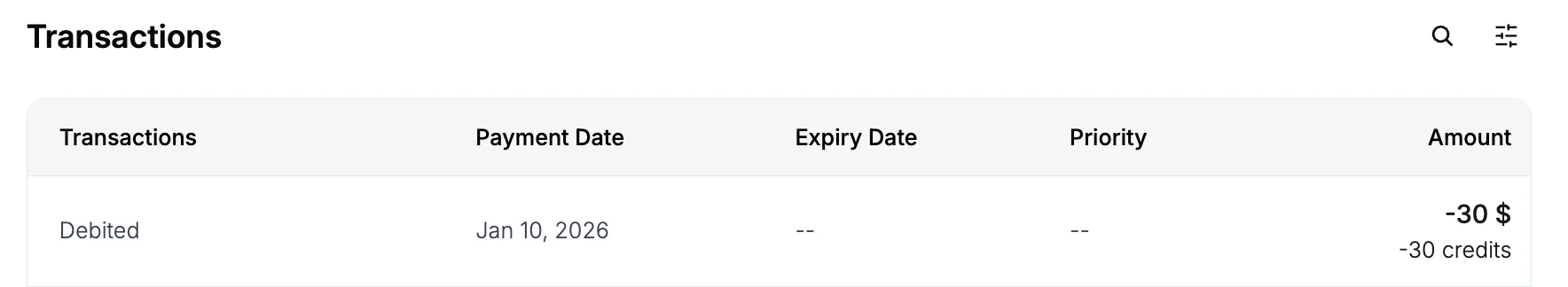 Free Credits Transaction