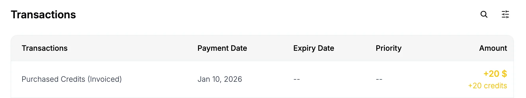 Free Credits Transaction