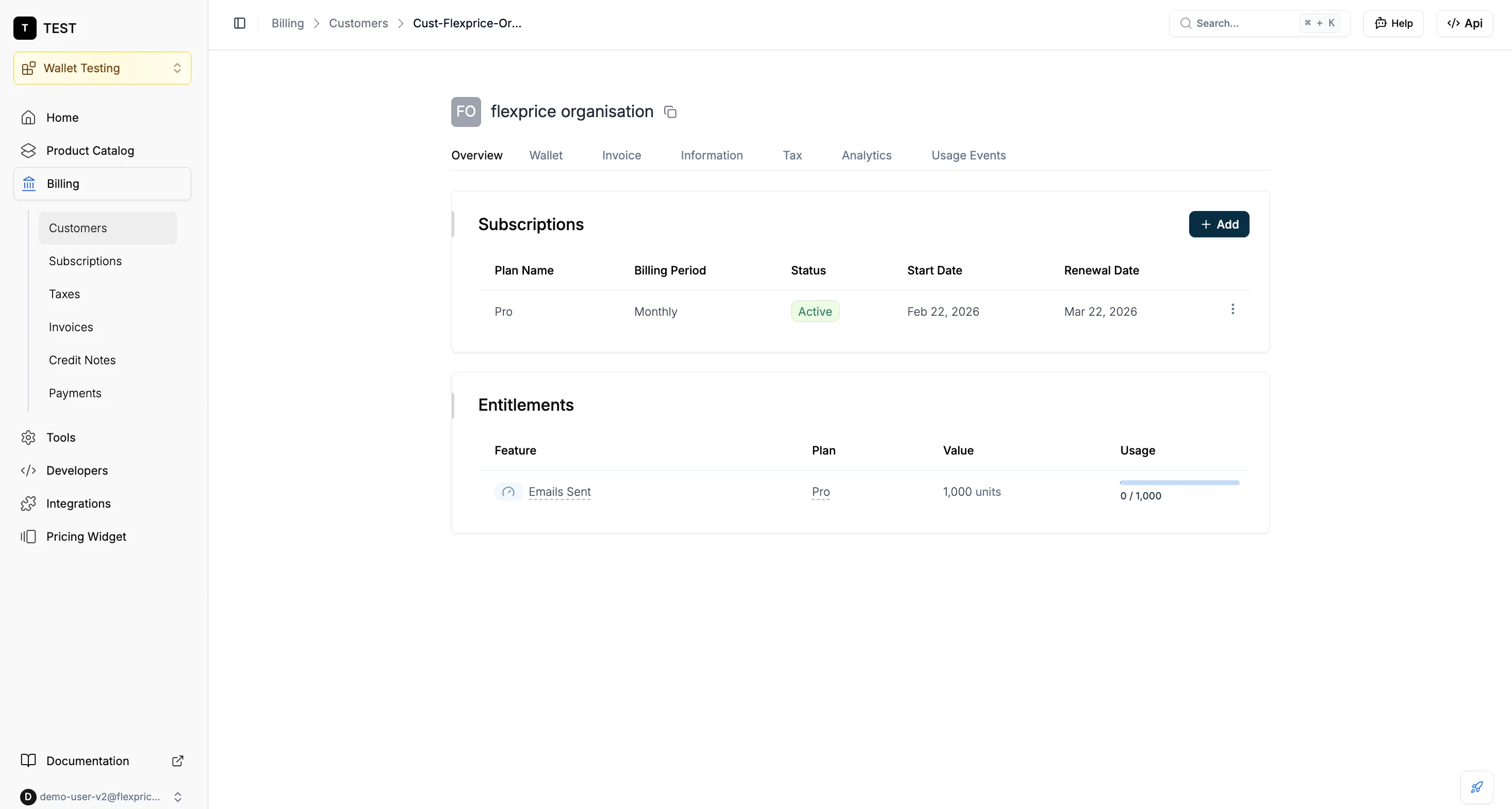 Add subscription to customer