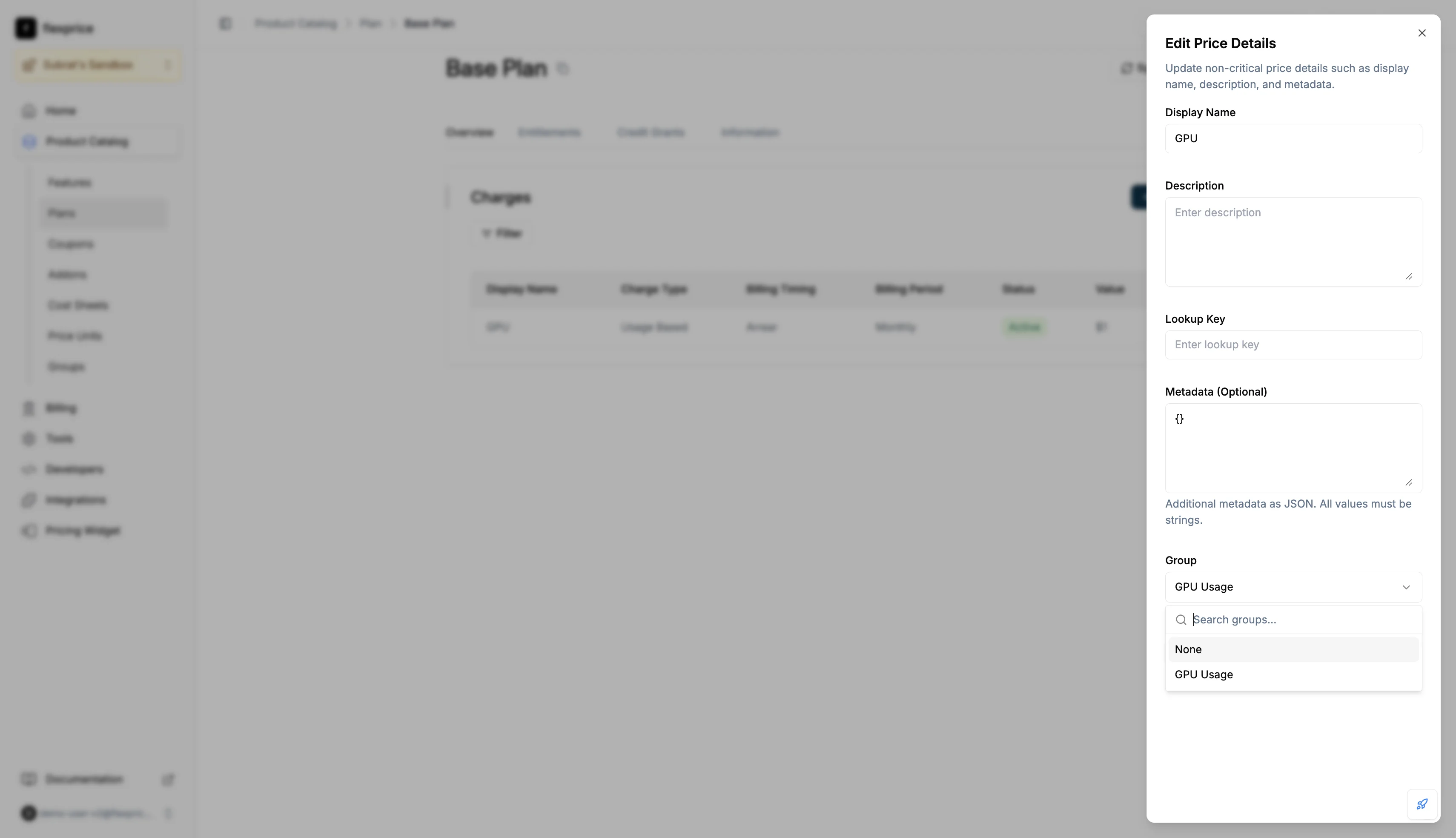 Update group in price