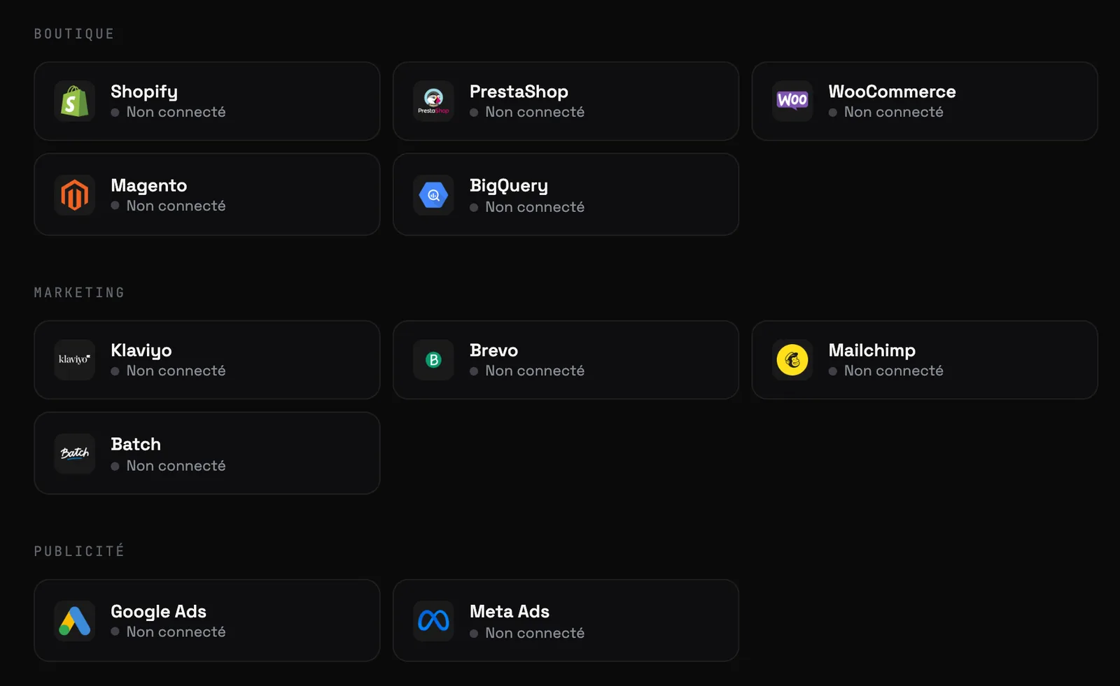 La liste des logiciels dans La Forge : boutiques, outils marketing et régies publicitaires